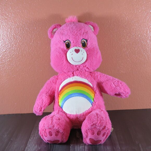 Build A Bear BAB Care Bears Cheer Hot Pink Plush Rainbow Stuffed Animal 17" - Picture 12 of 16